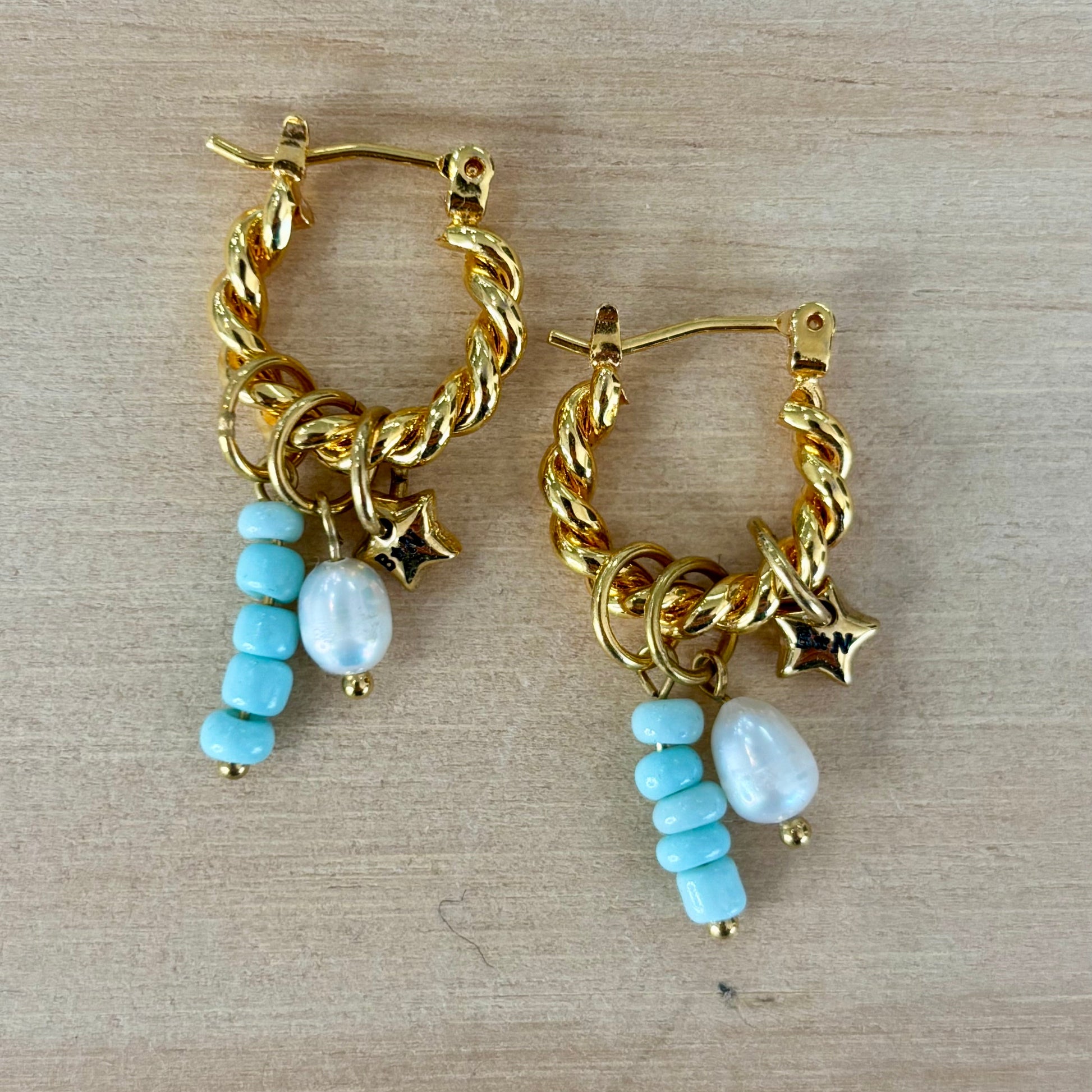 By Nouck By Nouck Twist Hoop Charm Earrings