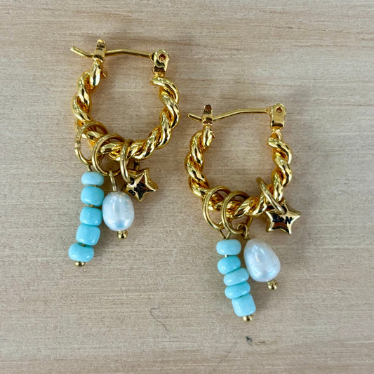 By Nouck By Nouck Twist Hoop Charm Earrings