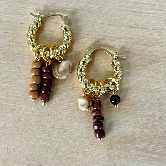 By Nouck By Nouck Twist Hoop Charm Earrings