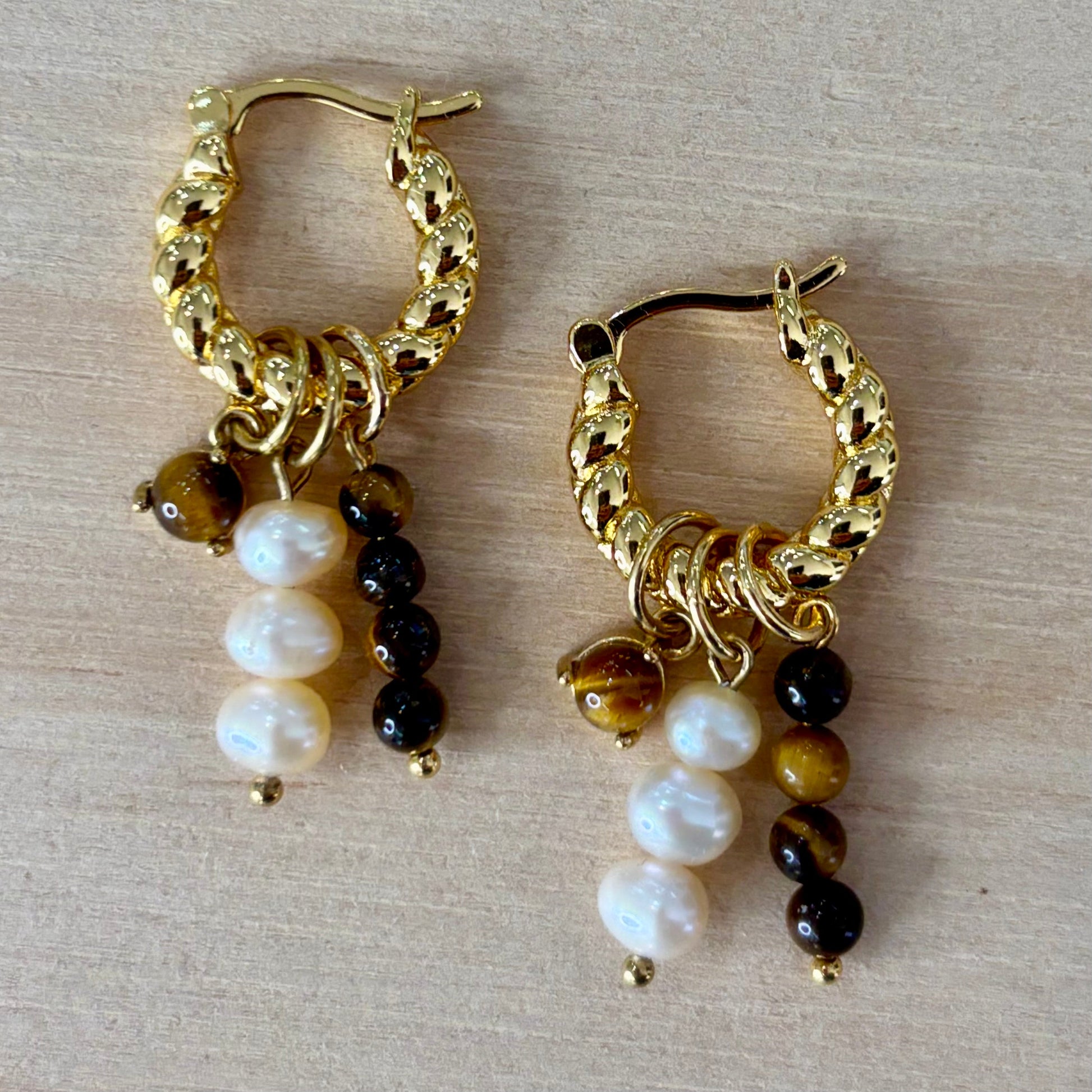 By Nouck By Nouck Twist Hoop Charm Earrings