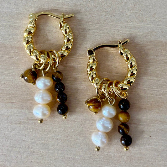 By Nouck By Nouck Twist Hoop Charm Earrings