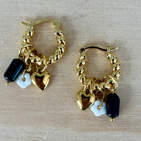 By Nouck By Nouck Twist Hoop Charm Earrings