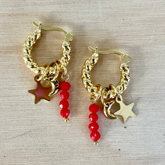 By Nouck By Nouck Twist Hoop Charm Earrings
