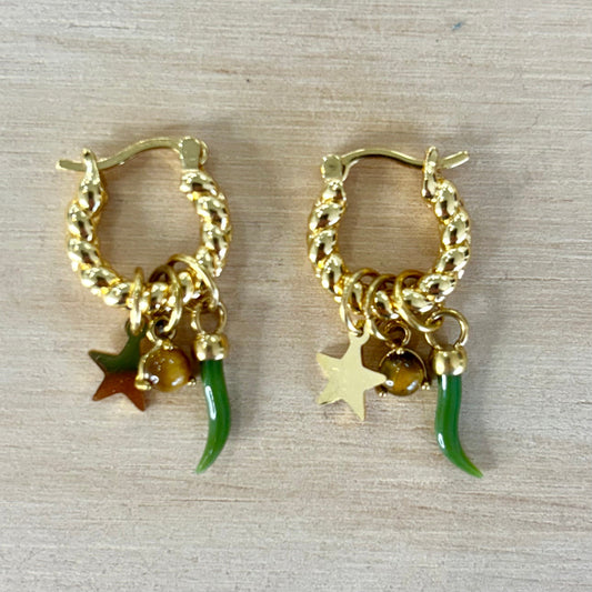 By Nouck By Nouck Twist Hoop Charm Earrings