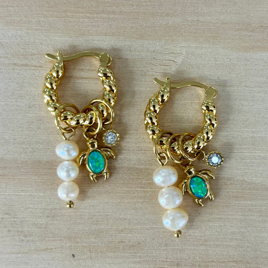 By Nouck By Nouck Twist Hoop Charm Earrings