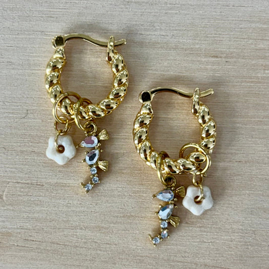 By Nouck By Nouck Twist Hoop Charm Earrings