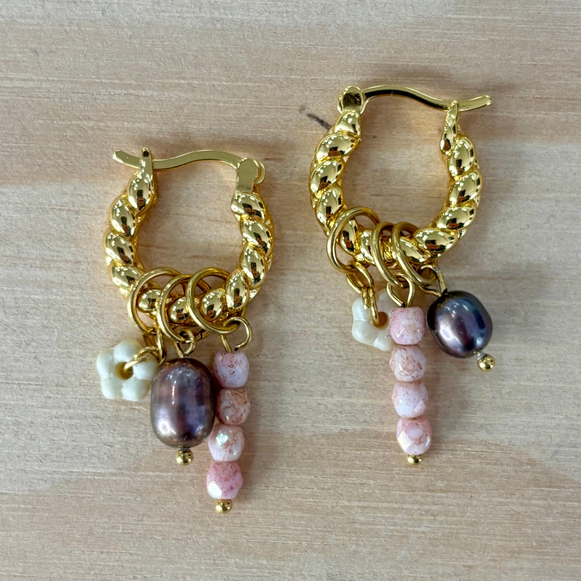 By Nouck By Nouck Twist Hoop Charm Earrings