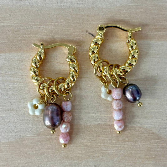 By Nouck By Nouck Twist Hoop Charm Earrings