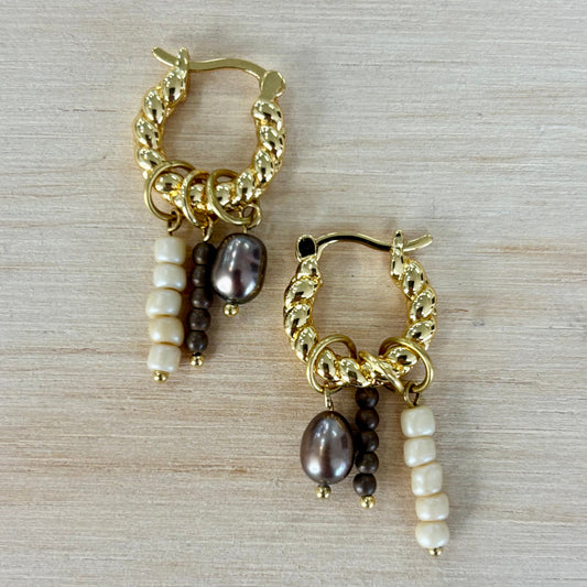 By Nouck By Nouck Twist Hoop Charm Earrings