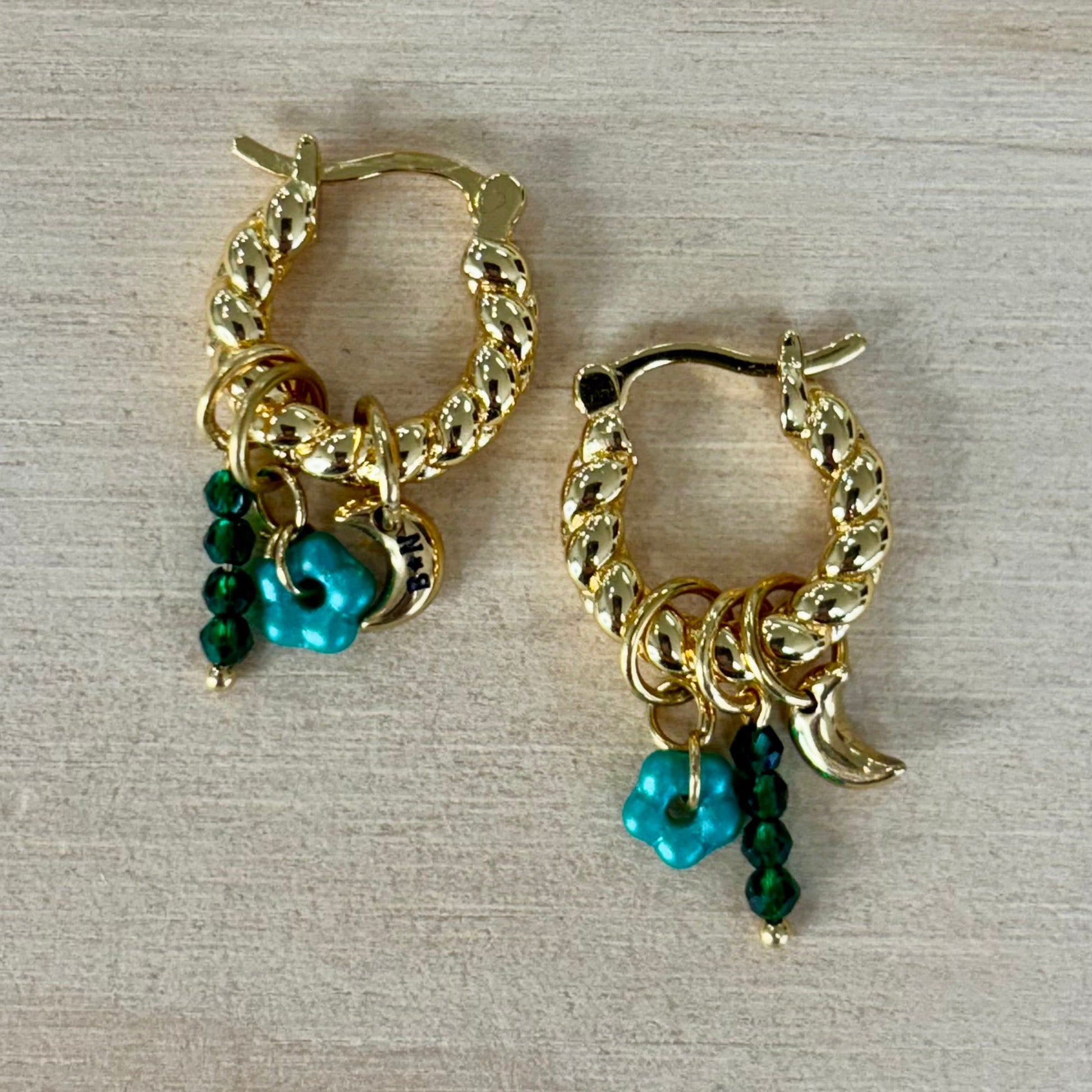 By Nouck By Nouck Twist Hoop Charm Earrings
