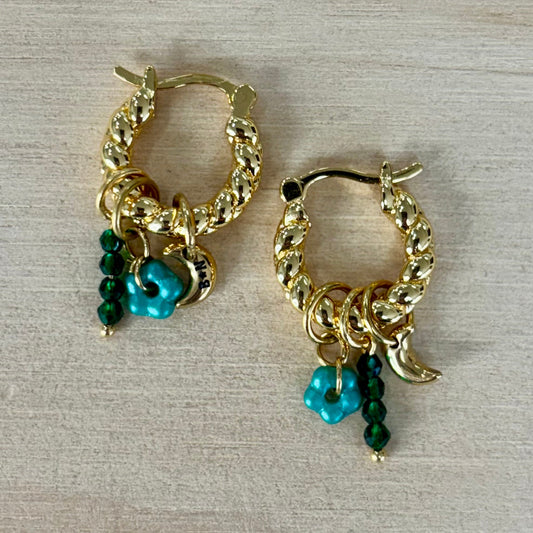 By Nouck By Nouck Twist Hoop Charm Earrings