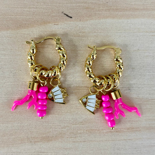 By Nouck By Nouck Twist Hoop Charm Earrings