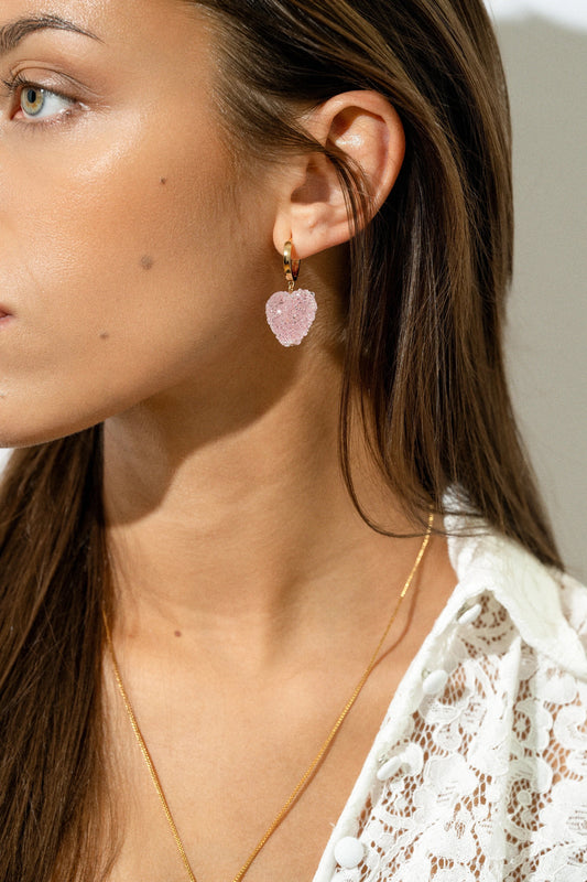 CRYSTAL HAZE CRYSTAL HAZE Jelly Heart Hoops BABY PINK