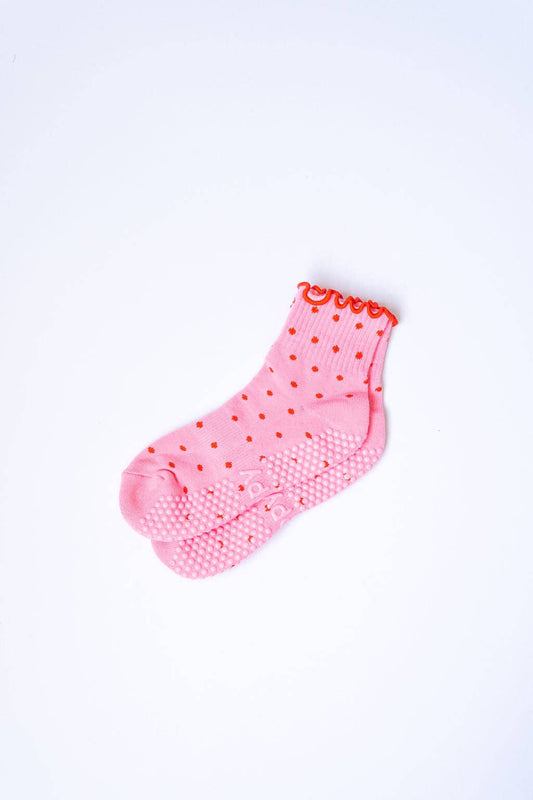 Grippy GRIPPY Dotty Grippy Socks: Pink + Red / S/M - Up to size 8 women's AU