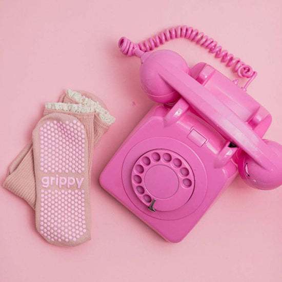 Grippy GRIPPY Frill Crew Grippy Socks: Rust / XS - Size 5 to 6 women's AU sizing