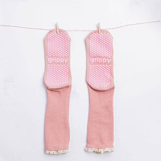 Grippy GRIPPY Frill Crew Grippy Socks: Rust / XS - Size 5 to 6 women's AU sizing