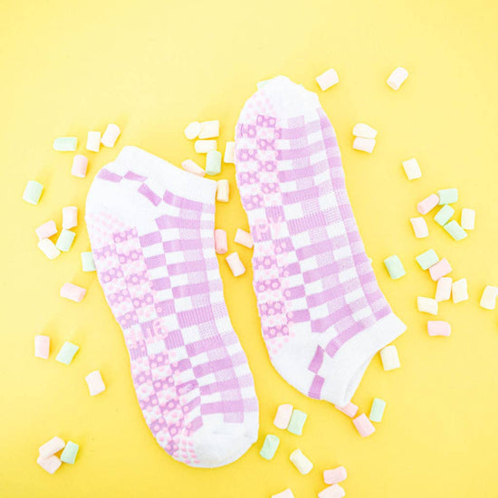 Grippy GRIPPY Gingham Ankle Grippy Socks: Green / S/M - Up to size 8 women's AU sizing