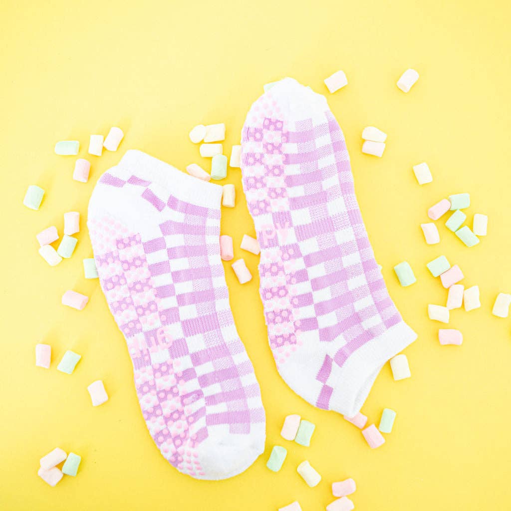 Grippy GRIPPY Gingham Ankle Grippy Socks: Green / S/M - Up to size 8 women's AU sizing