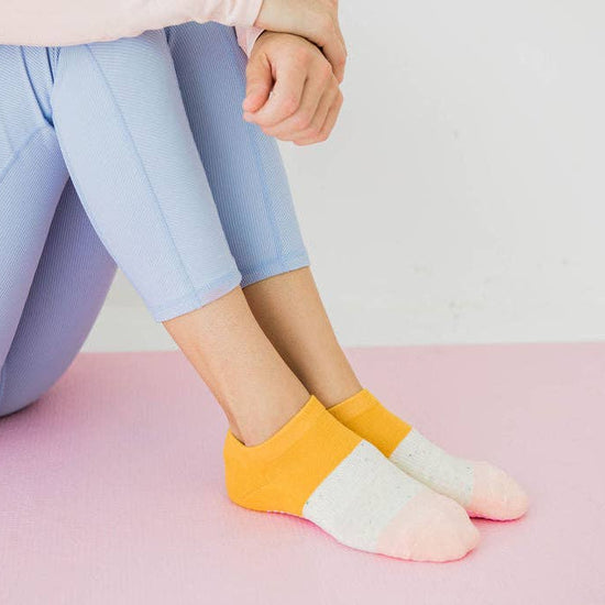 Grippy GRIPPY Neapolitan Ankle Grippy Socks: Green + Purple / M/L - Size 8.5 to 10 women's AU sizing