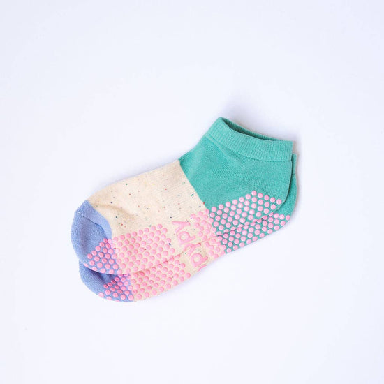 Grippy GRIPPY Neapolitan Ankle Grippy Socks: Green + Purple / M/L - Size 8.5 to 10 women's AU sizing