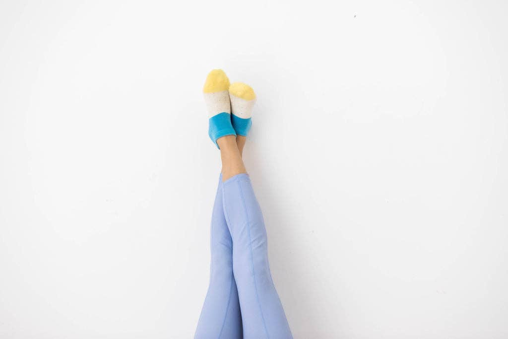 Grippy GRIPPY Neapolitan Ankle Grippy Socks: Mustard + Pink / S/M - Up to size 8 women's AU sizing