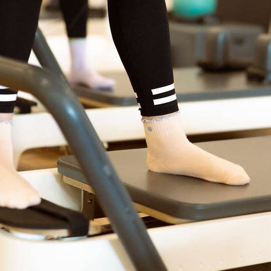 Grippy GRIPPY Pastel Ankle Frill Grippy Socks: Pink + Yellow Frill / M/L - Size 8.5 to 10 women's AU