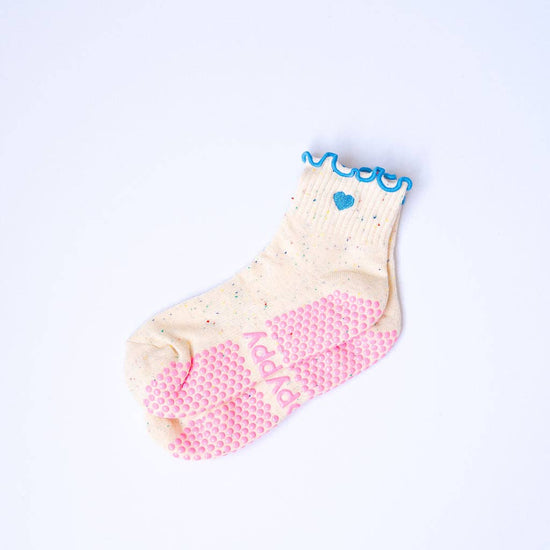 Grippy GRIPPY Pastel Ankle Frill Grippy Socks: Pink + Yellow Frill / M/L - Size 8.5 to 10 women's AU