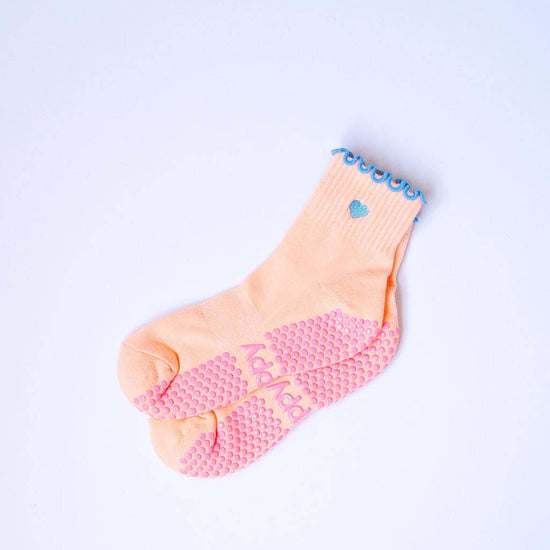 Grippy GRIPPY Pastel Ankle Frill Grippy Socks: Pink + Yellow Frill / S/M - Up to size 8 women's AU