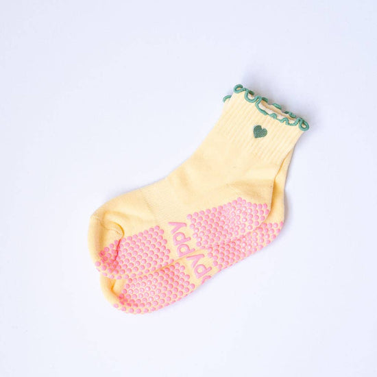 Grippy GRIPPY Pastel Ankle Frill Grippy Socks: Sage + Pink Frill / S/M - Up to size 8 women's AU