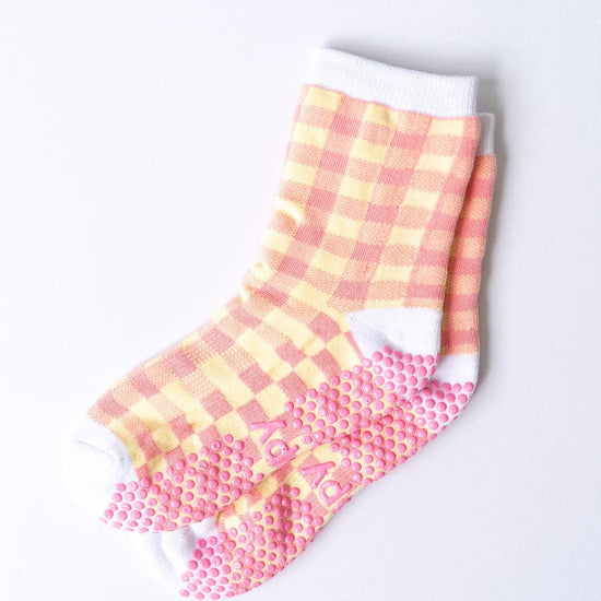 Grippy GRIPPY Rainbow Gingham Grippy Socks: Pink + Yellow / S/M - Up to size 8 women's AU sizing