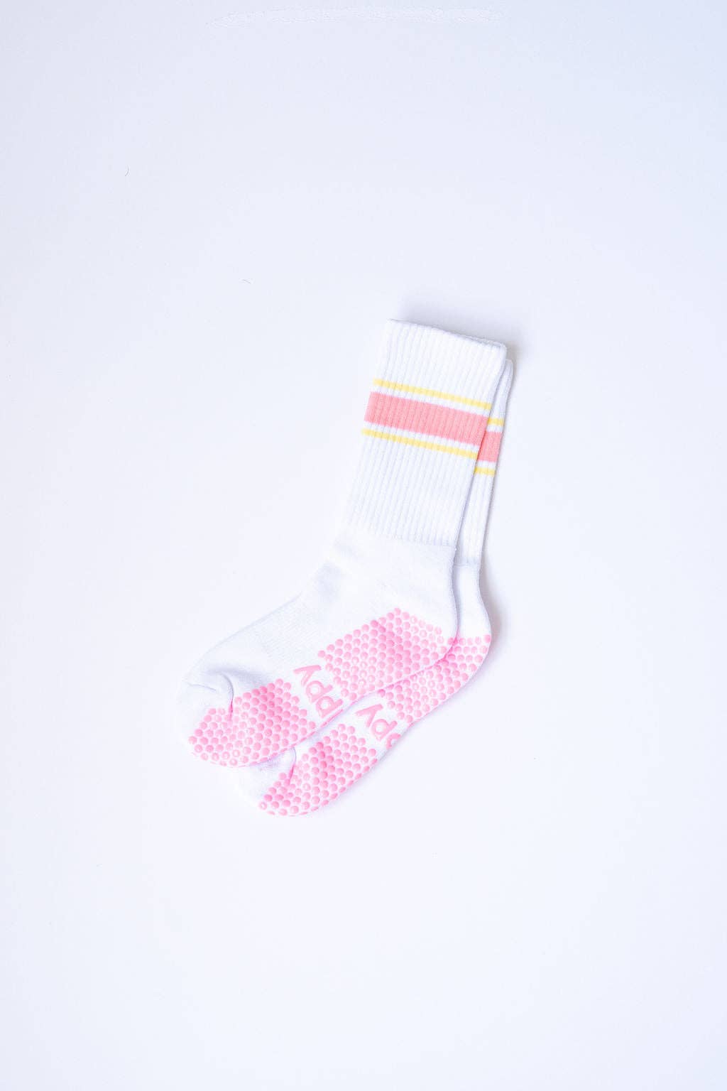 Grippy GRIPPY Sports Stripe Crew Grippy Sock: Green + Purple Stripe / M/L - Size 8.5 to 10.5 women's AU sizing