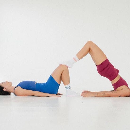 Grippy GRIPPY Sports Stripe Crew Grippy Sock: Green + Purple Stripe / M/L - Size 8.5 to 10.5 women's AU sizing