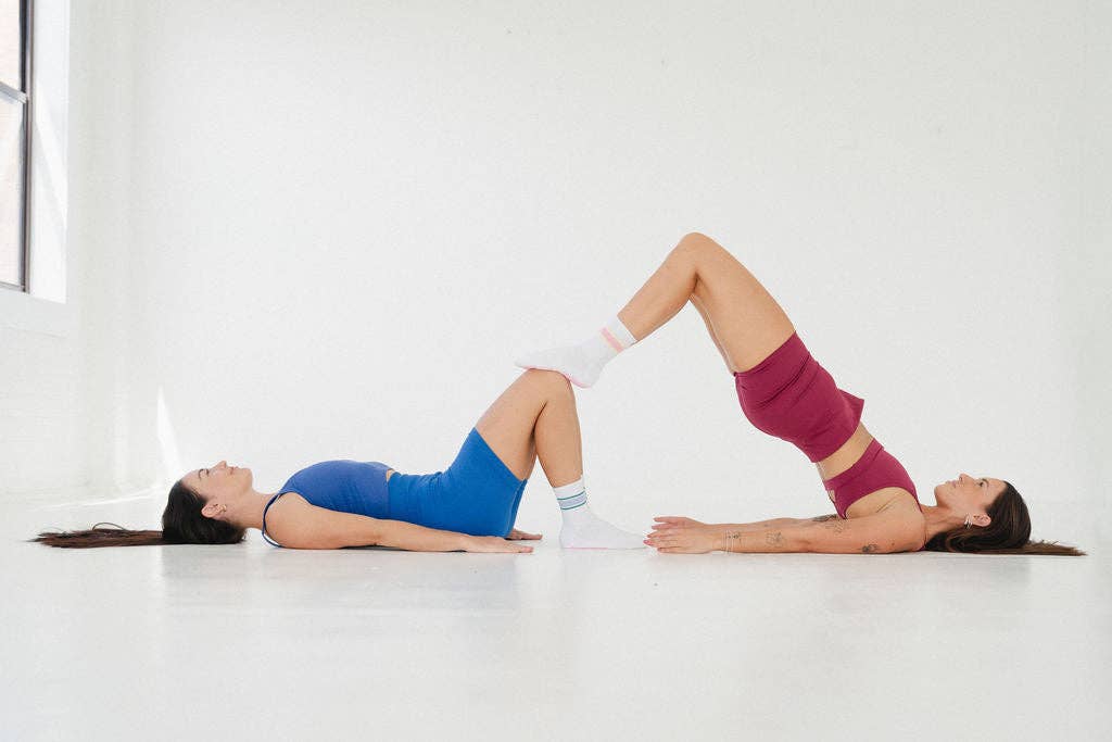 Grippy GRIPPY Sports Stripe Crew Grippy Sock: Green + Purple Stripe / S/M - Up to size 8 women's AU sizing