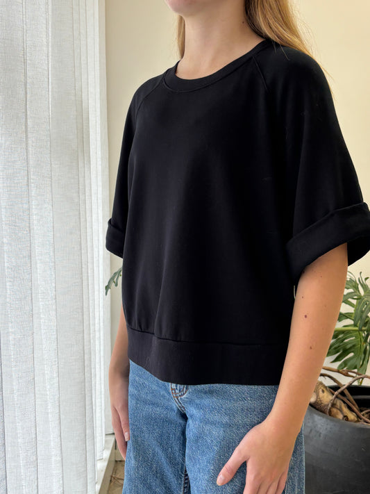 STATESIDE Softest Fleece S/S Raglan Sweat BLACK