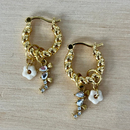 By Nouck By Nouck Twist Hoop Charm Earrings