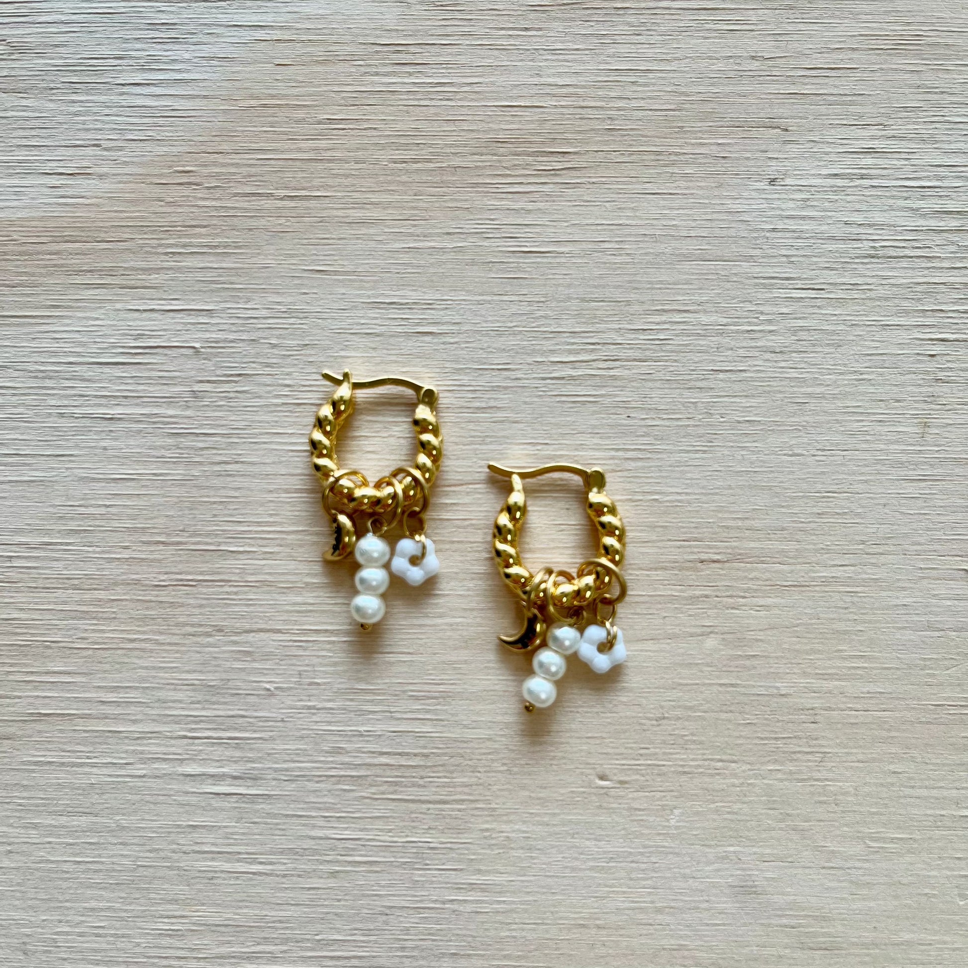 By Nouck By Nouck Twist Hoop Charm Earrings