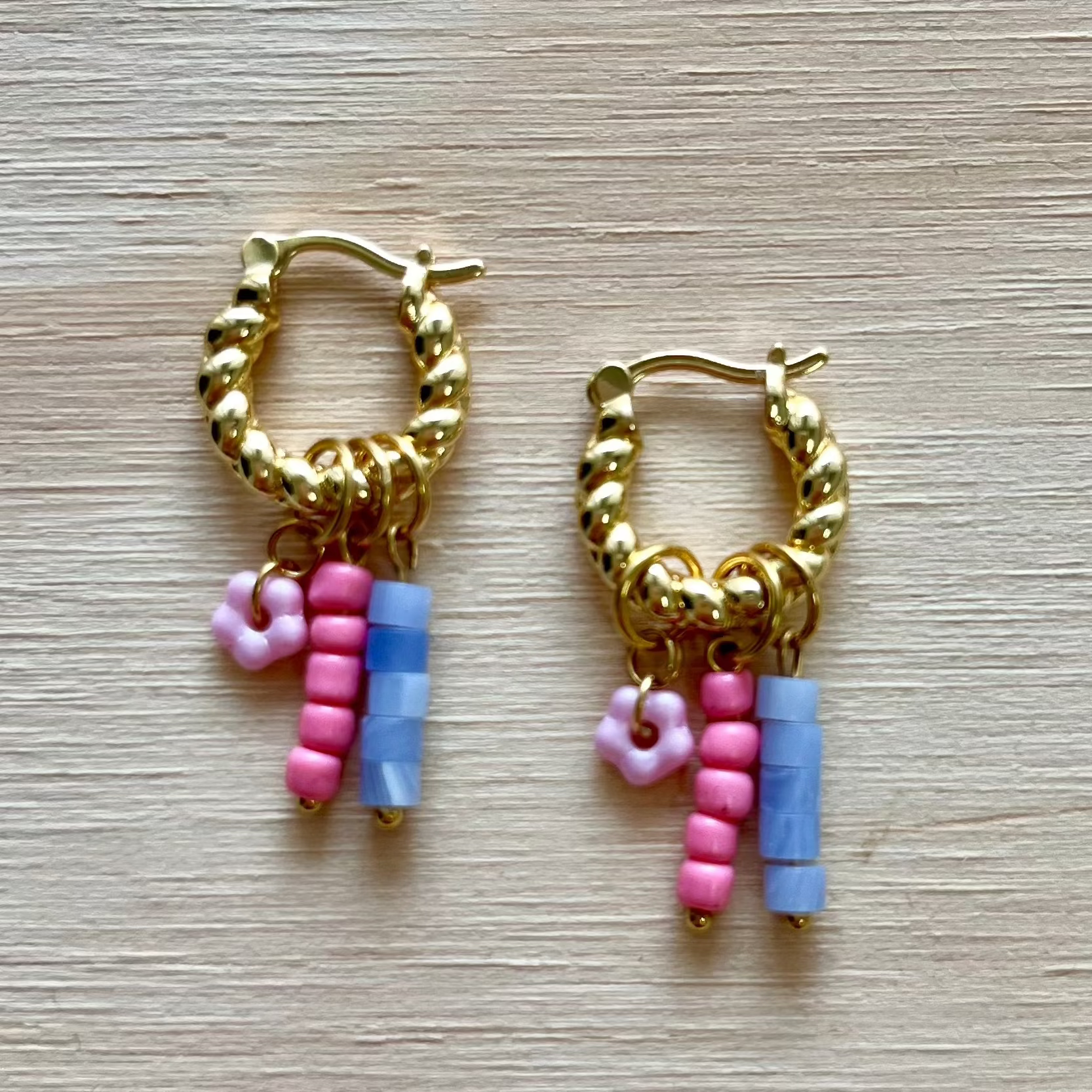 By Nouck By Nouck Twist Hoop Charm Earrings