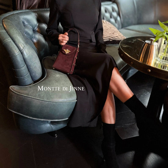 MONTTE DI JINNE MONTTE DI JINNE - Italian Premium Suede Bee SmallBox Crossbody Bag: DARK CHOCOLATE