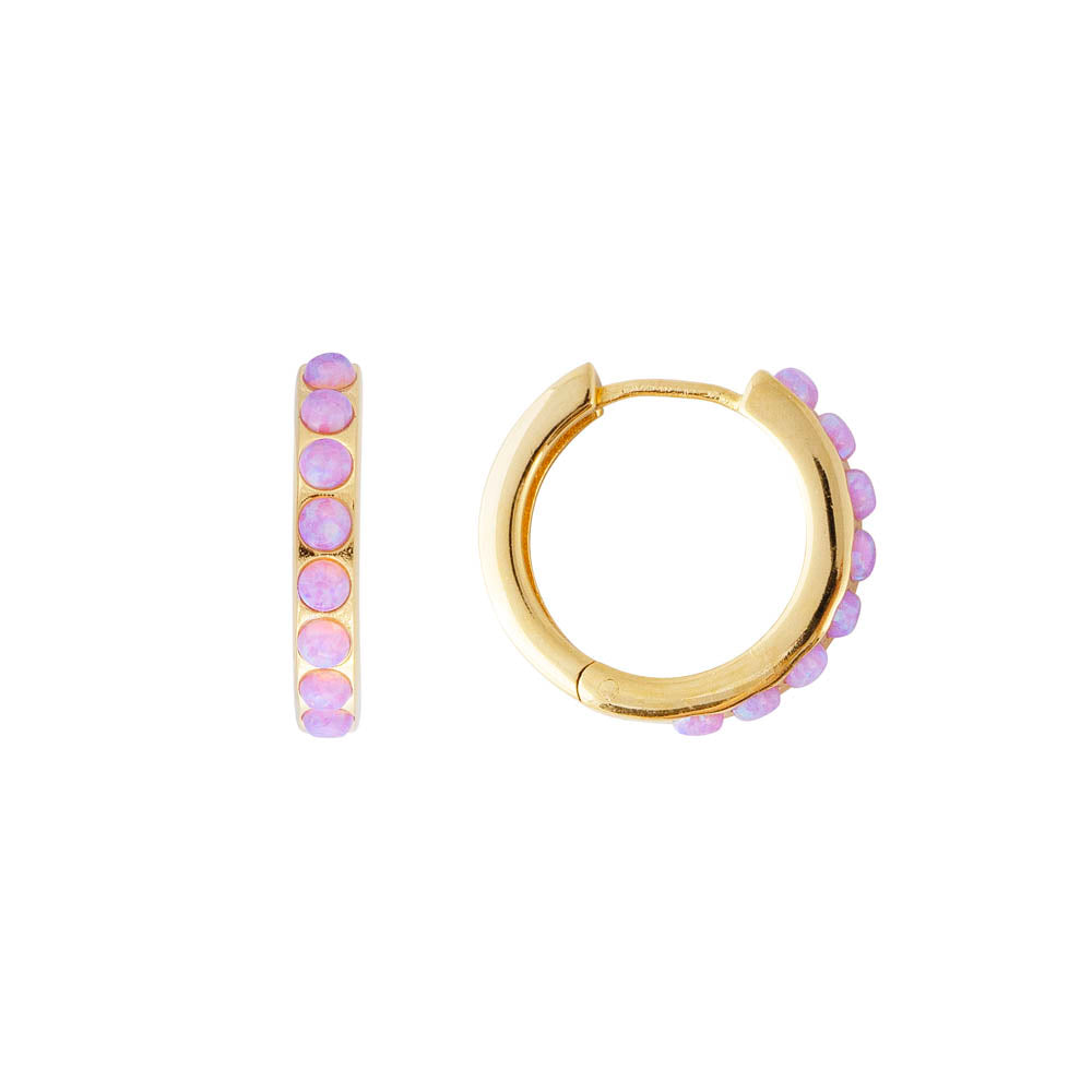 FAIRLEY FAIRLEY Pink Opal Crystal Midi Hoop