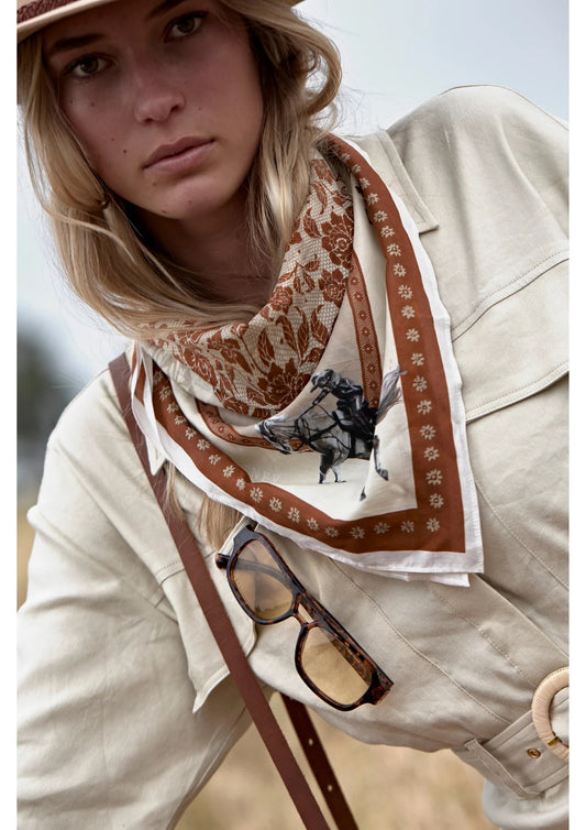FAR MER FarMer By Whitney Paisley Palomino Silk Scarf