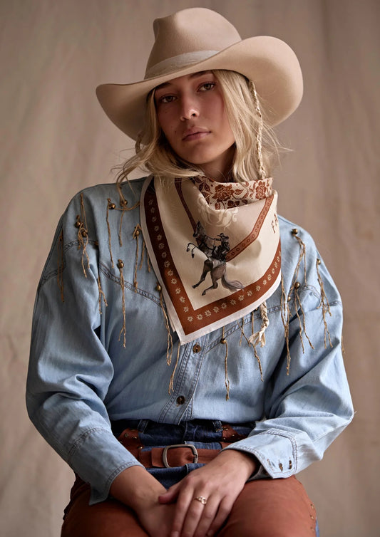 FAR MER FarMer By Whitney Paisley Palomino Silk Scarf