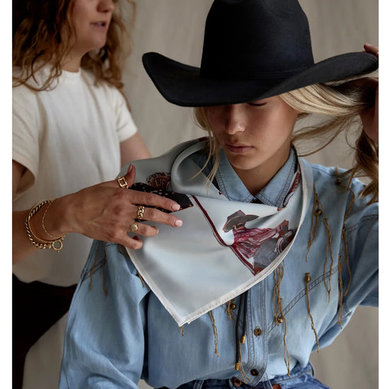 FAR MER FarMer By Whitney Silk Bandana Scarf COWBOY BAR
