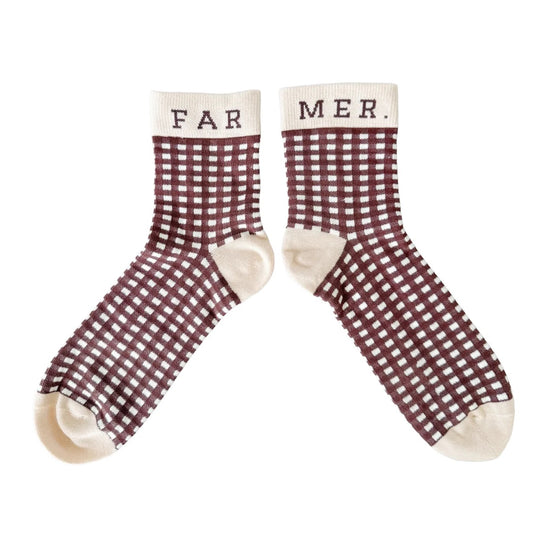 FAR MER FarMer By Whitney Cocoa Check Socks