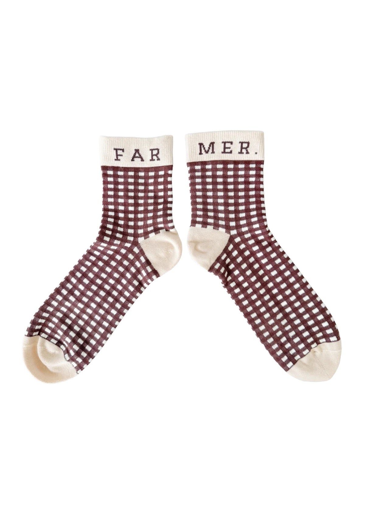 FAR MER FarMer By Whitney Cocoa Check Socks