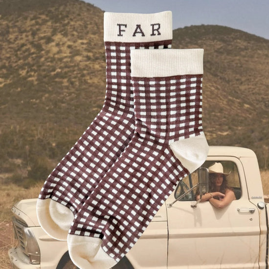 FAR MER FarMer By Whitney Cocoa Check Socks