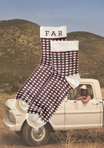 FAR MER FarMer By Whitney Cocoa Check Socks
