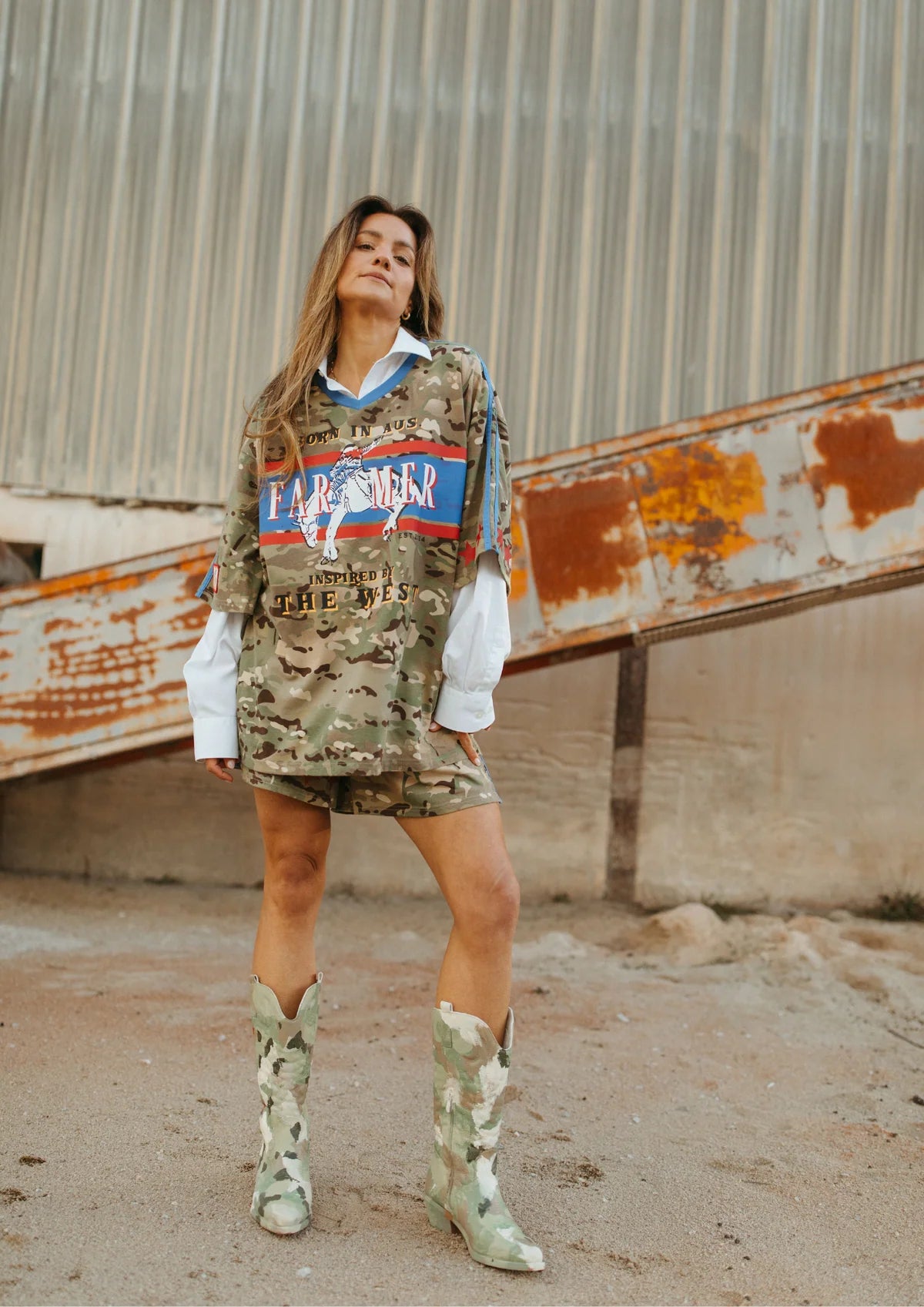 FAR MER FarMer Camo Born In Aus Vee Tee
