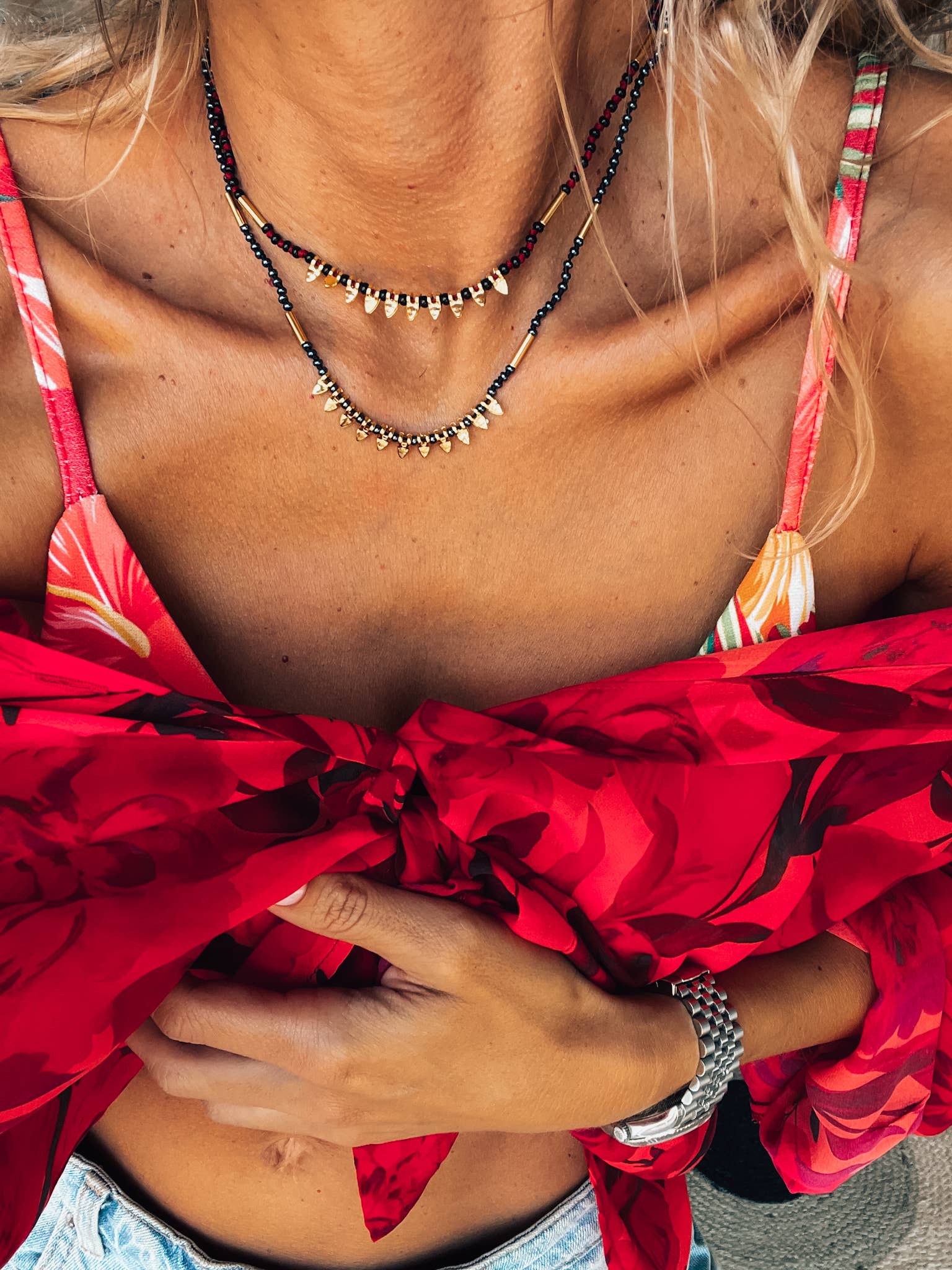 Goupi Goupi - Delicate handknotted necklaces with beads: Red Cord