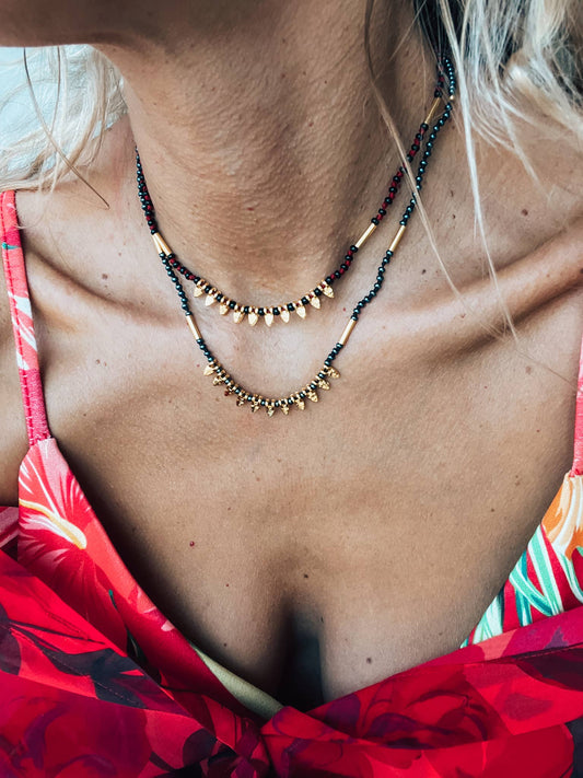 Goupi Goupi - Delicate handknotted necklaces with beads: Red Cord