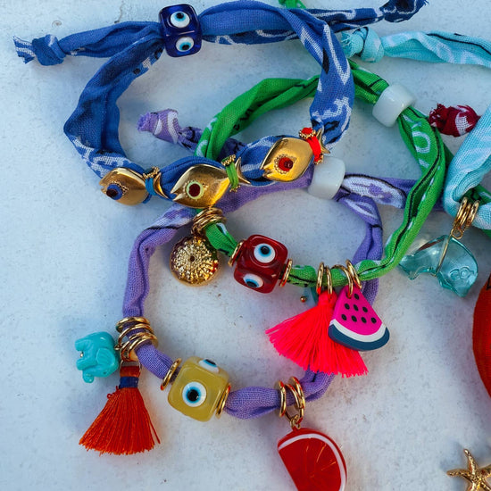 Goupi Goupi - Ocean Vibes Bandana scarf Bracelets with eyes: Lilac